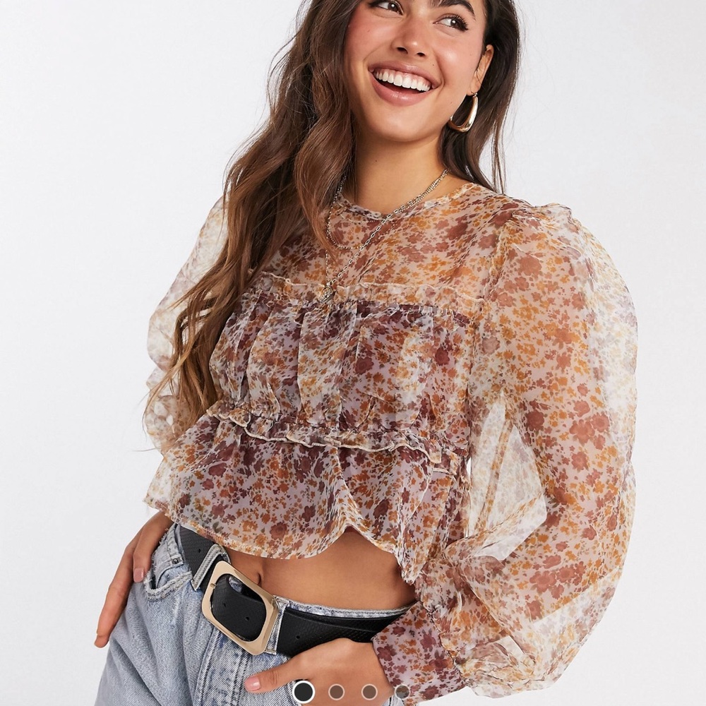 Puff sleeve organza blouse